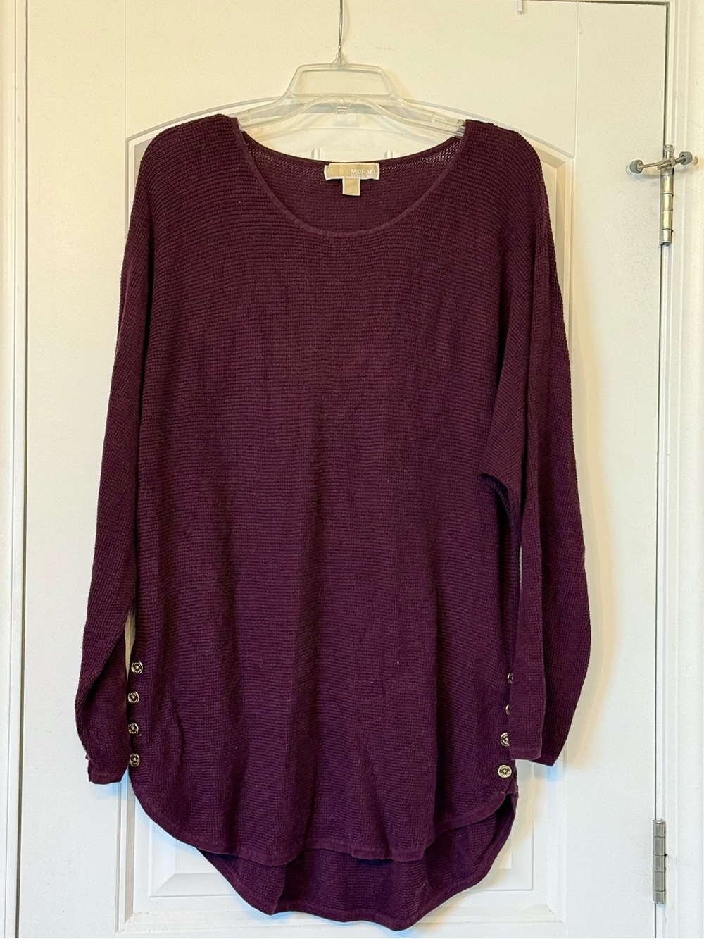 Cozy Michael Kors Women's Long Sleeve Tunic Sweater - Burgundy